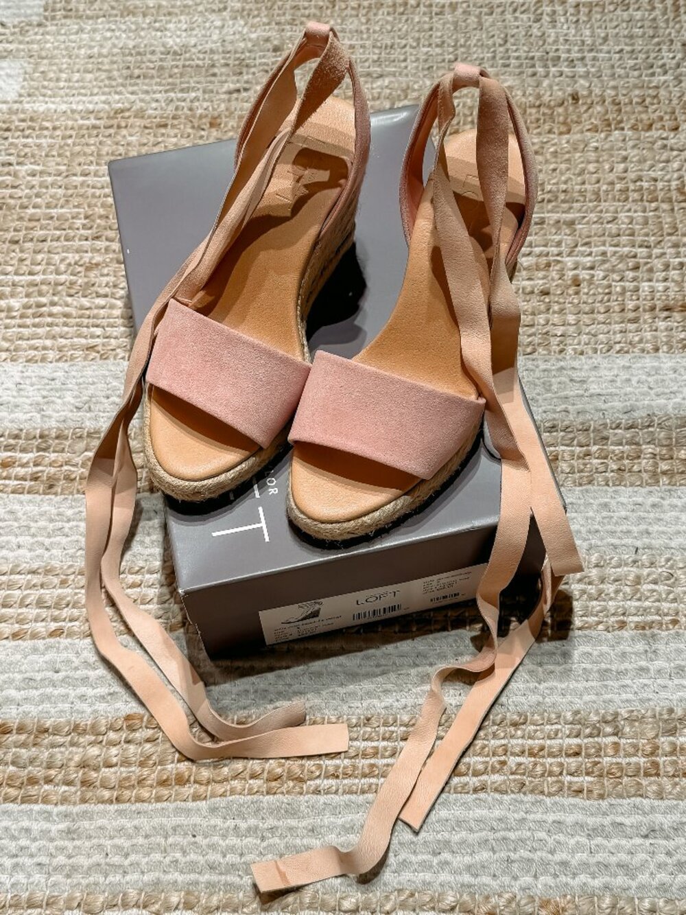 LOFT Espadrille Wedges with Ankle Straps in Rose